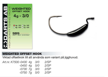 Weighted Offset Hook 7gr., 3/0